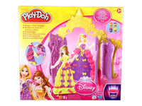 Set Plastilina Belle si Rapunzel Play-Doh Disney Princess Design-a-Dress Boutique